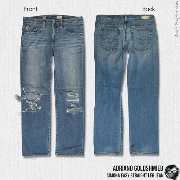 ADRIANO GOLDSCHMIED SIMONA EASY STRAIGHT LEG JEANS DISTRESSED SIZE 30R - Picture 14 of 15